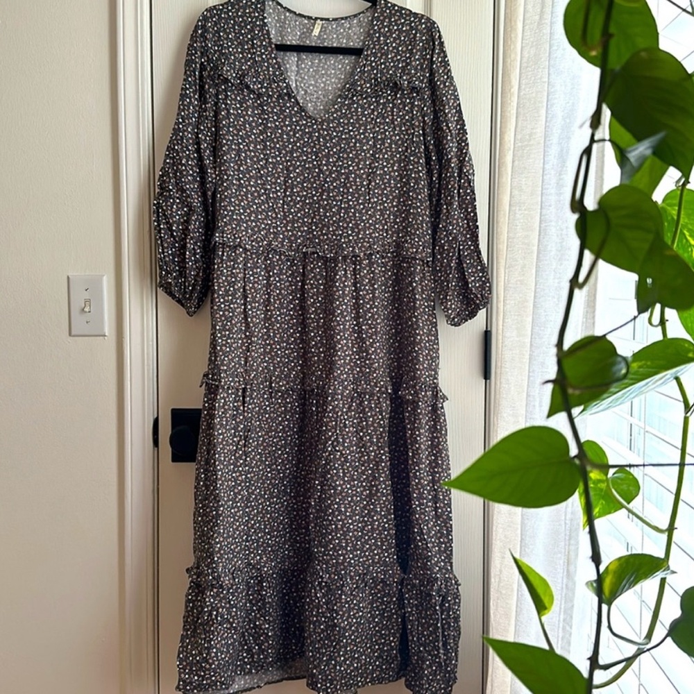 Rylee and Cru ditsy floral ruffle maxi dress. XL